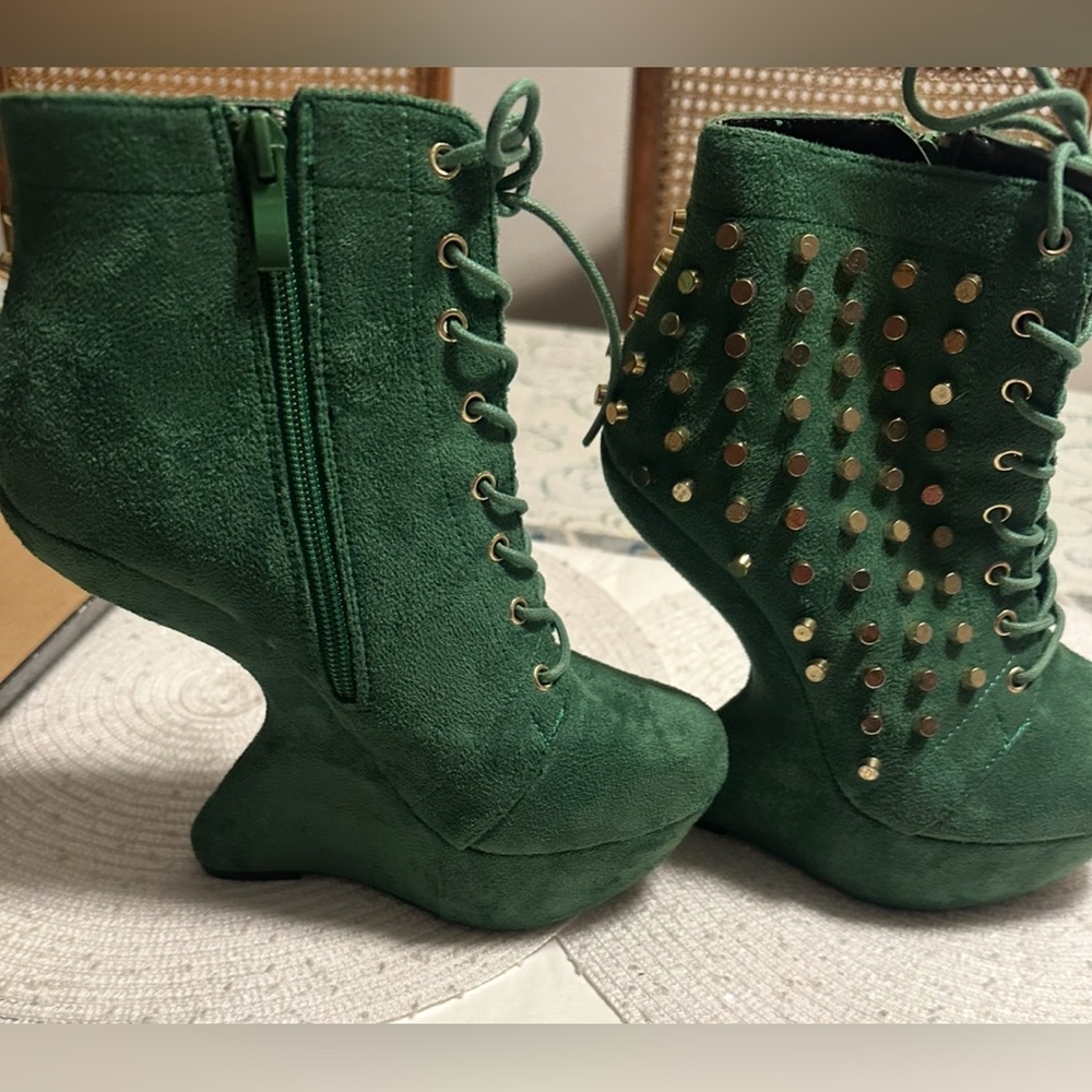 Green Studded Women's Boots